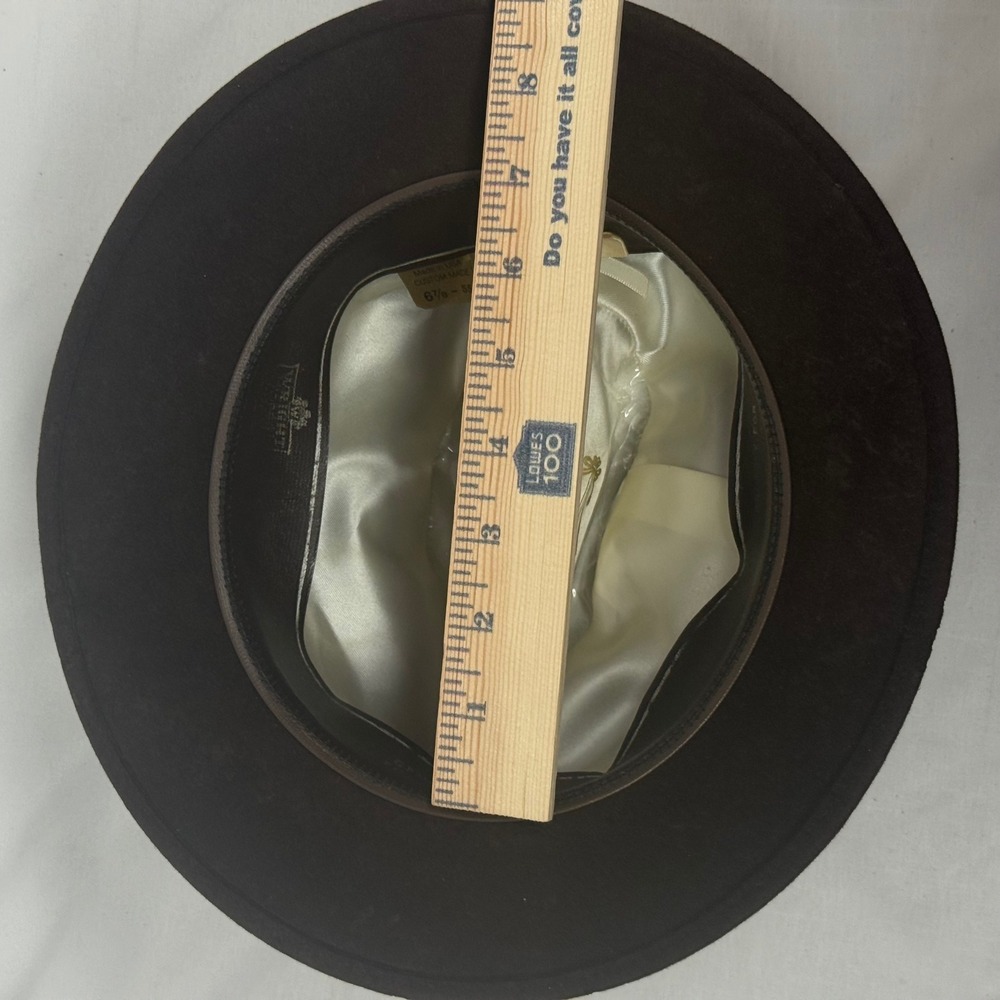 Vintage Mens Wright Mirakai Custom Made Fedora Hat Brown Wool Size 6 7/8 - Picture 9 of 13